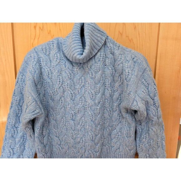 Jessica Simpson Womens Cable Knit Turtleneck Sweater M Cozy Blue - Picture 2 of 6